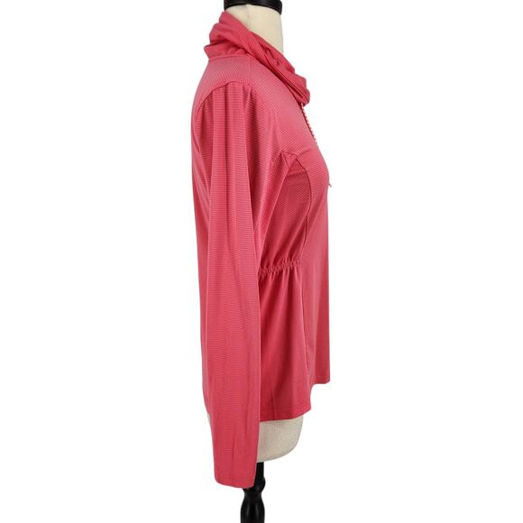 Columbia Piney Ridge Shirt Cowl Neck w/ Drawstrings Subtle Horizontal Stripe - Picture 6 of 10
